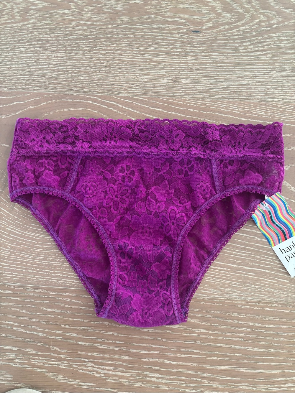 New With Tags Hanky Panky Purple Everyday Floral Lace Bikini Briefs Size Small